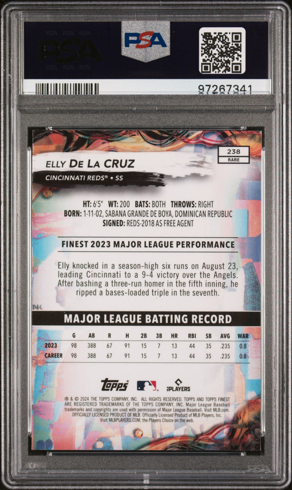 Graded 2024 Topps Finest Elly De La Cruz #238 Rookie RC Baseball Card PSA 10 Gem Mint