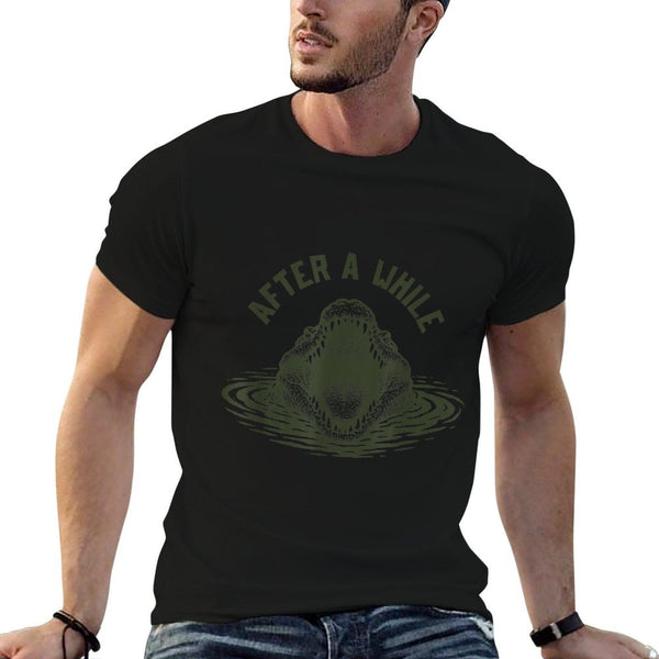 After A While Crocodile Funny Animal Graphic Meme  Heathered Texture T-Shirt