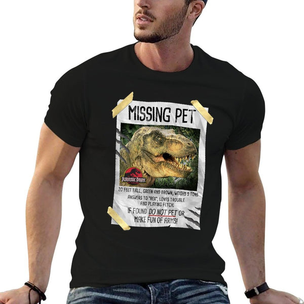 Jurassic Park Missing Pet T-Rex Poster Taped  Tagless Design T-Shirt