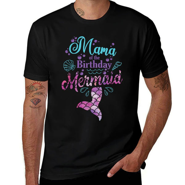 Mama Of The Birthday Mermaid Birthday Party Mermaid Mother  Cotton T-Shirt