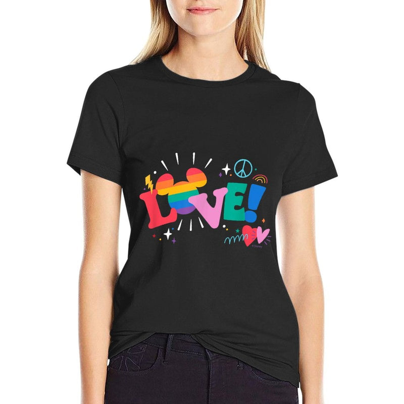 Disney Mickey Mouse Icon Pride Love Rainbow Doodles  Relaxed-fit T-Shirt