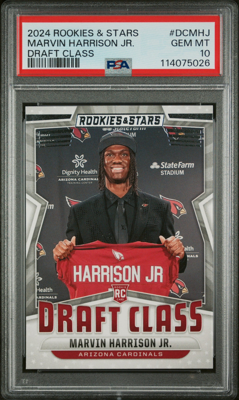 Graded 2024 Panini Rookies & Stars Marvin Harrison Jr #DCMHJ Draft Class Rookie RC Football Card PSA 10 Gem Mint