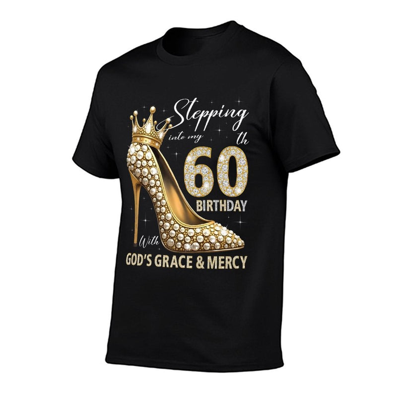 Stepping Into My 60th Birthday With God's Grace & Mercy Premium  Oversized Silhouette T-Shirt