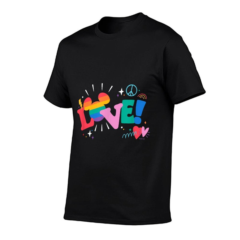 Disney Mickey Mouse Icon Pride Love Rainbow Doodles  Relaxed-fit T-Shirt