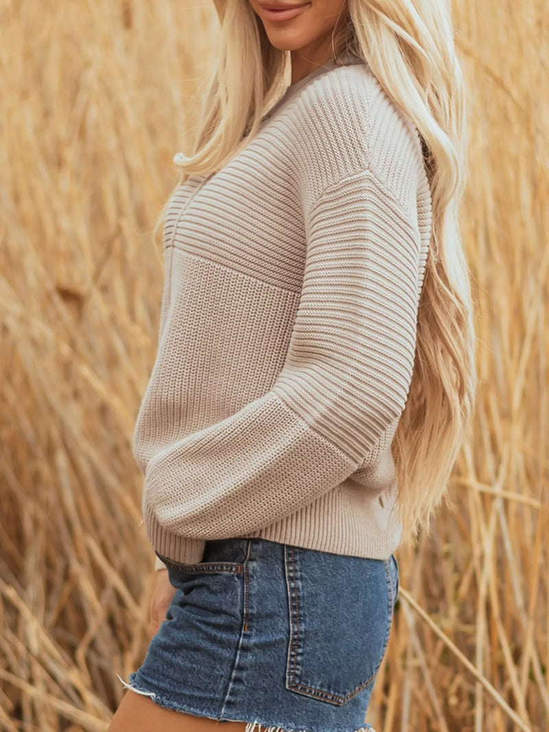 Delaney Texture Knitted Dropped Shoulder Sweater