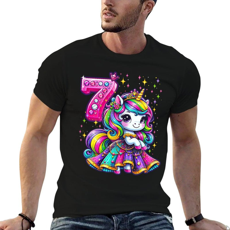 Unicorn Princess 7th Birthday 7 Year Old Party Girls Outfit  Affordable Price T-Shirt