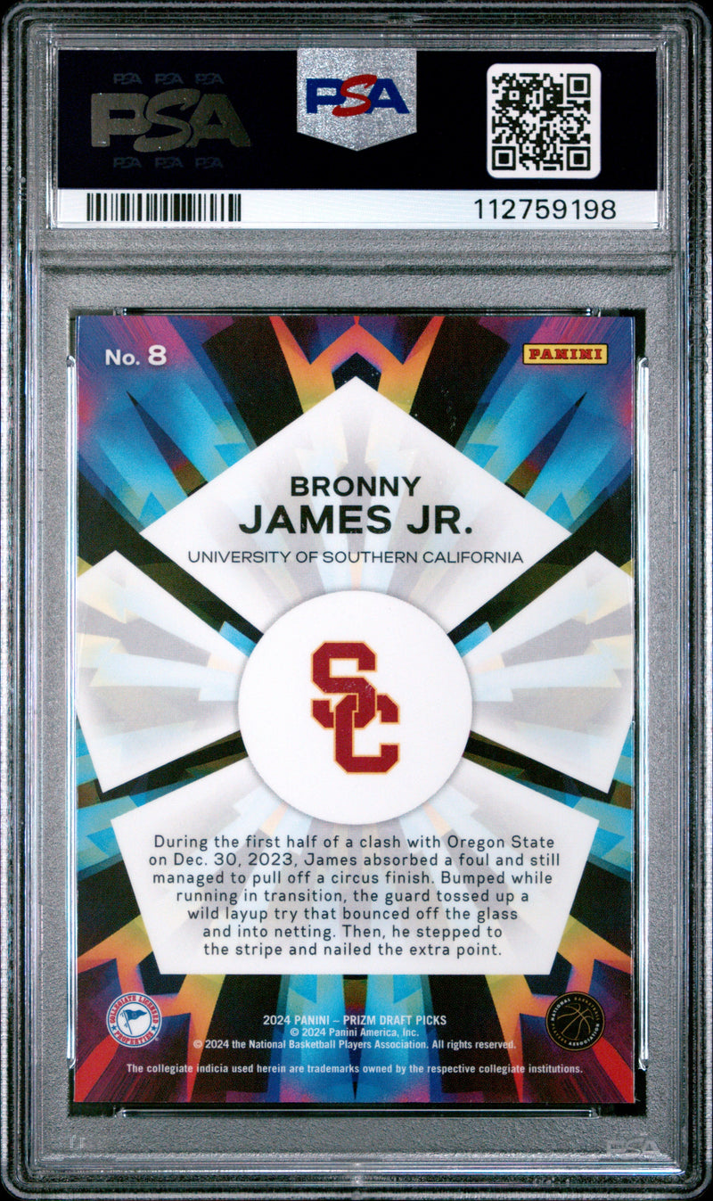 Graded 2024 Panini Prizm Bronny James #8 Kaleidoscopic Rookie RC Basketball Card PSA 10 Gem Mint