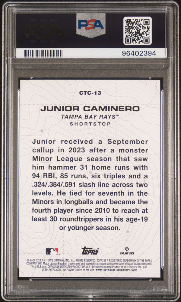 Graded 2024 Topps Junior Caminero #CTC13 City to City Rookie RC Baseball Card PSA 10 Gem Mint