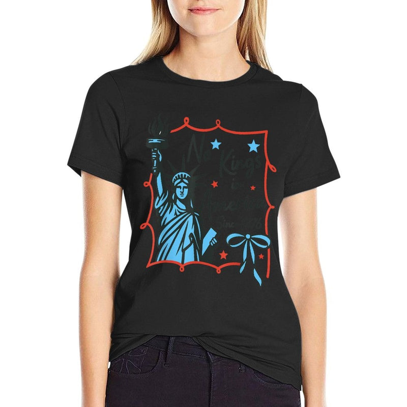 No Kings in America Since 1776 Liberty Patriotic  Polyester Blend T-Shirt