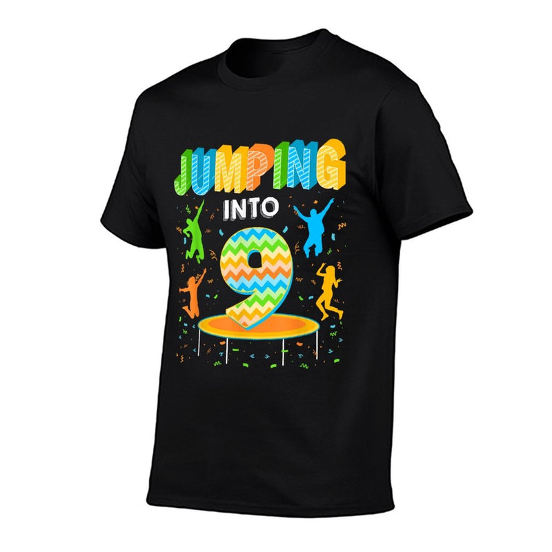 Jumping Into 9 9th Birthday Trampoline 9 Years Old  Soft T-Shirt