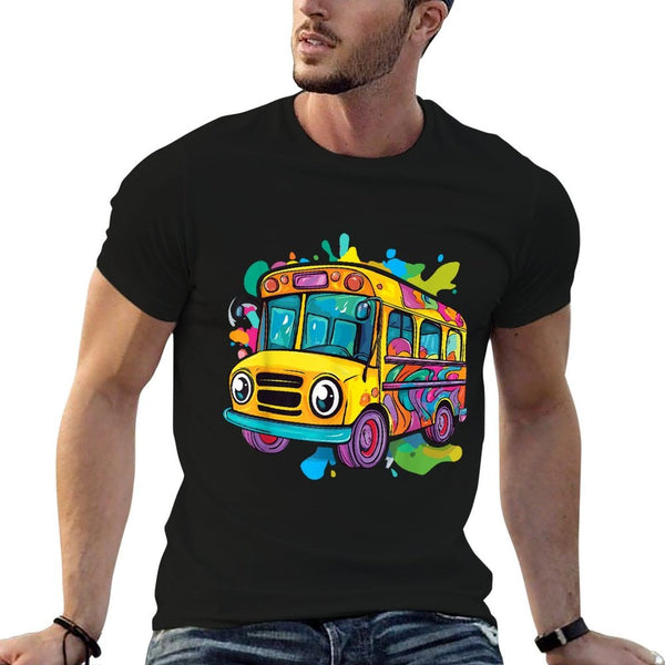 Colorful School Bus  Eco-friendly Material T-Shirt