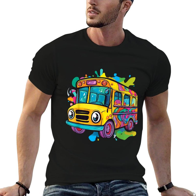 Colorful School Bus  Eco-friendly Material T-Shirt