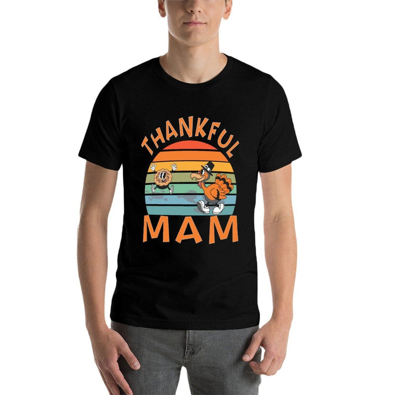 Mam Funny Family Thanksgiving Party  Ribbed Collar T-Shirt