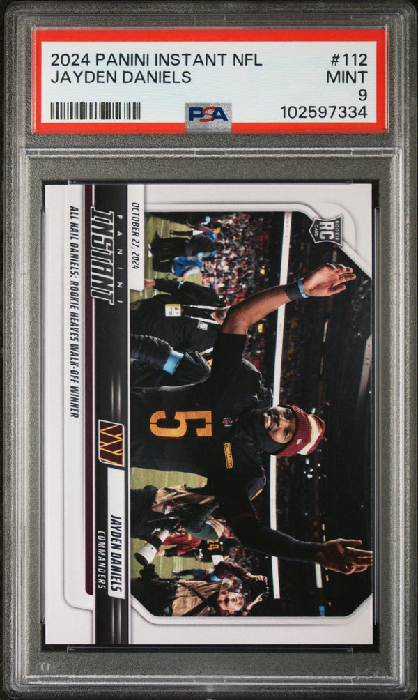 Graded 2024 Panini Instant NFL Jayden Daniels #112 Rookie RC Football Card PSA 9 Mint