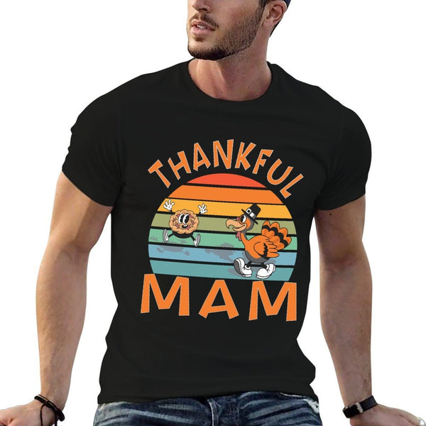 Mam Funny Family Thanksgiving Party  Ribbed Collar T-Shirt