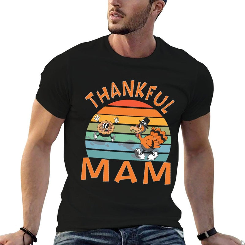 Mam Funny Family Thanksgiving Party  Ribbed Collar T-Shirt