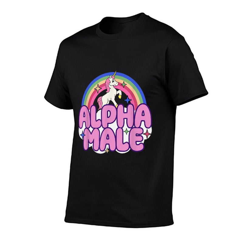 Alpha Male Unicorn Funny Sarcastic Ironic Weird Y2K Humor  Wrinkle-resistant T-Shirt