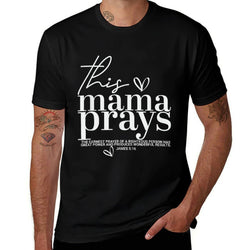 This Mama Prays Cute Jesus Scripture Bible Christian Women  Cotton T-Shirt