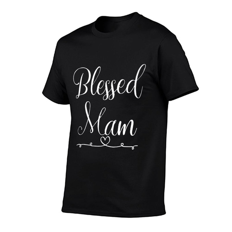 Womens Blessed Mam  Rolled Sleeves T-Shirt