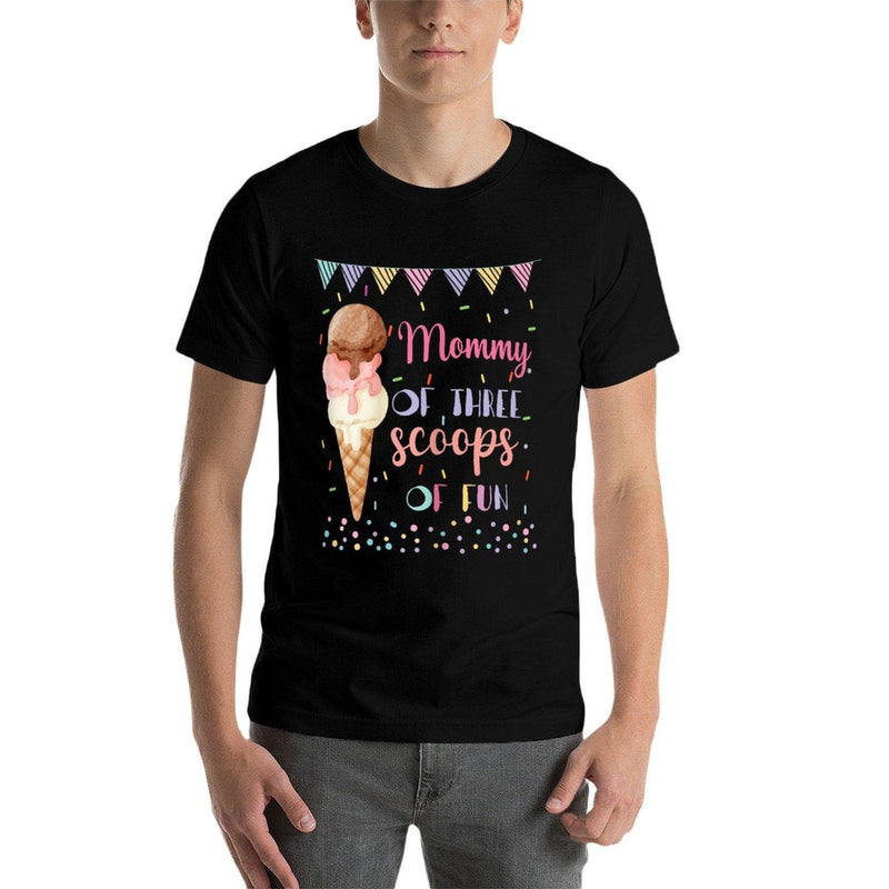 Mommy Mom Ice Cream Third Birthday Three Scoops Of Fun for Women  Rolled Sleeves T-Shirt