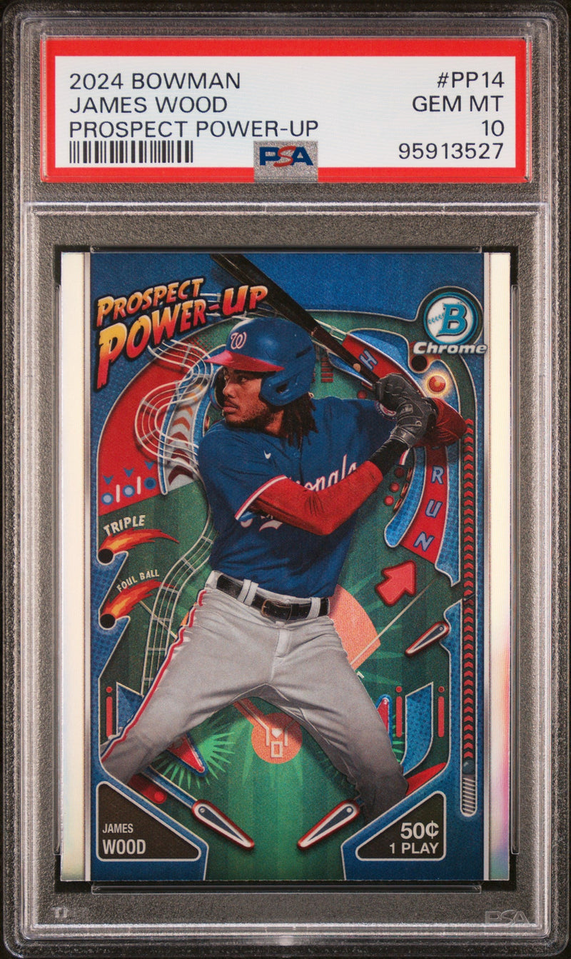 Graded 2024 Topps Bowman James Wood #PP14 Prospect Power Up Rookie RC Baseball Card PSA 10 Gem Mint