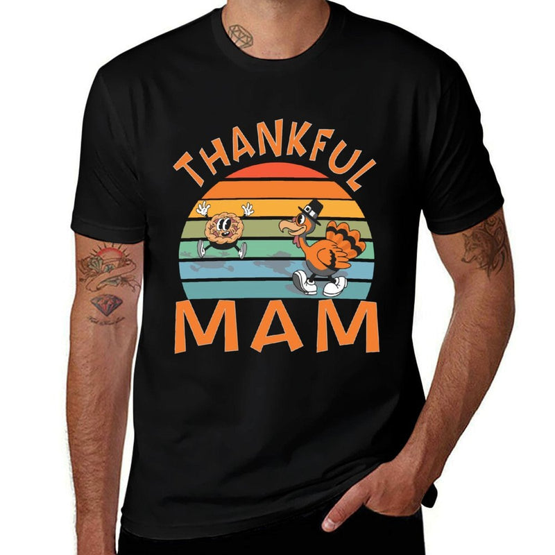 Mam Funny Family Thanksgiving Party  Ribbed Collar T-Shirt