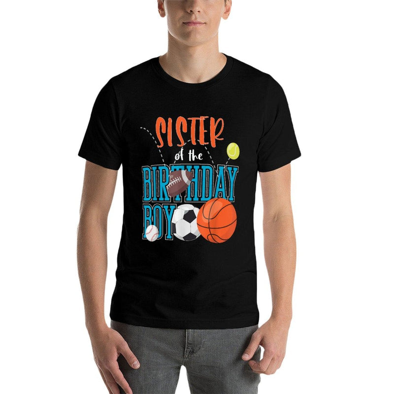 Sister Of The Birthday Boy Sports Matching Family  Polyester Blend T-Shirt