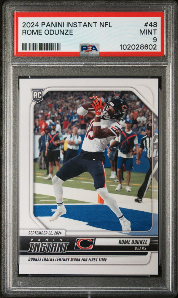 Graded 2024 Panini Instant NFL Rome Odunze #48 Rookie RC Football Card PSA 9 Mint
