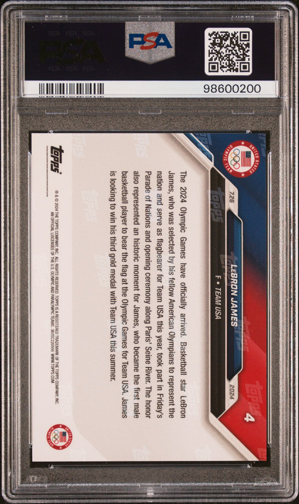 Graded 2024 Topps Now Olympics LeBron James #4 Basketball Card PSA 8 Near Mint