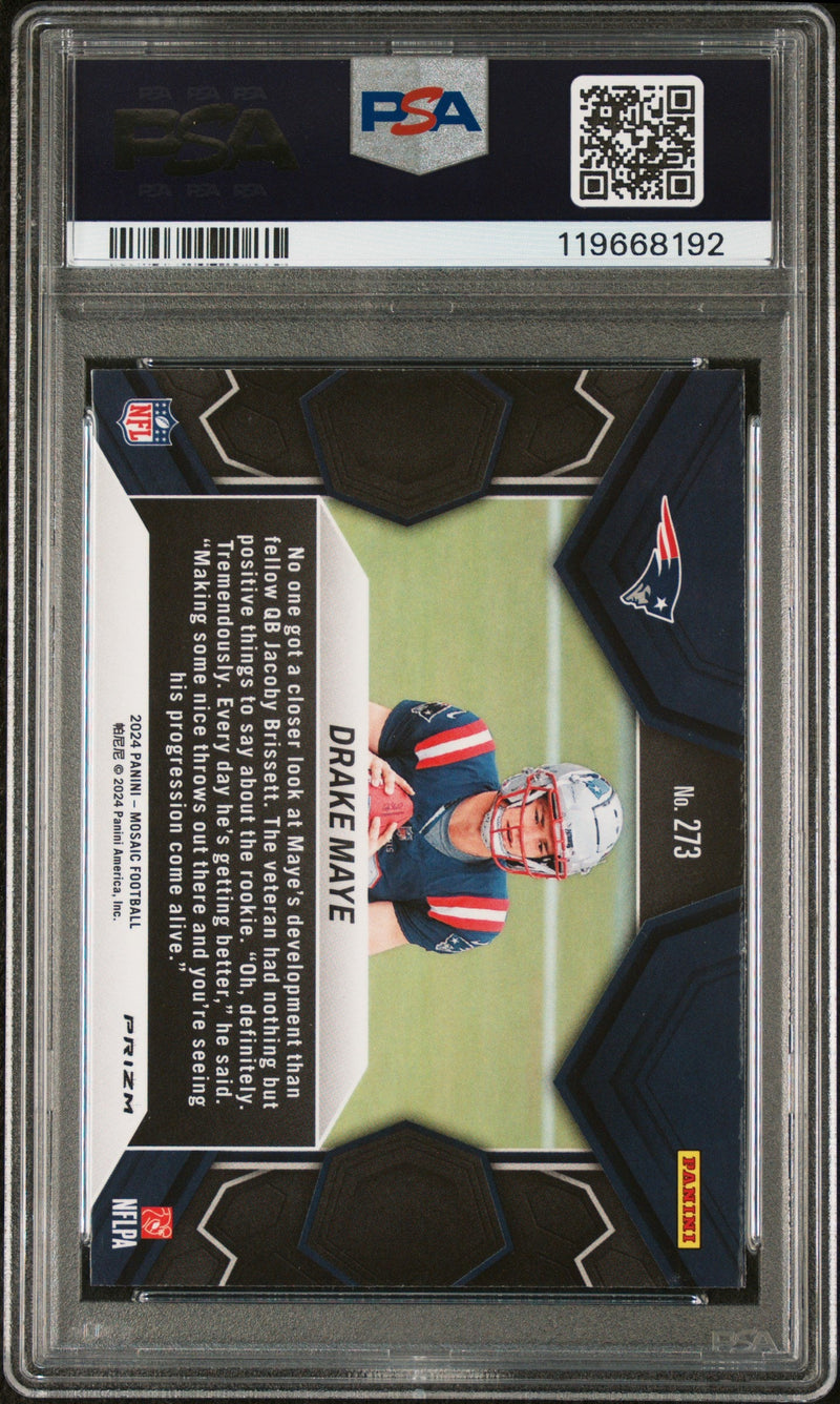 Graded 2024 Panini Mosaic Drake Maye #273 Camo Pink Rookie RC Football Card PSA 10 Gem Mint
