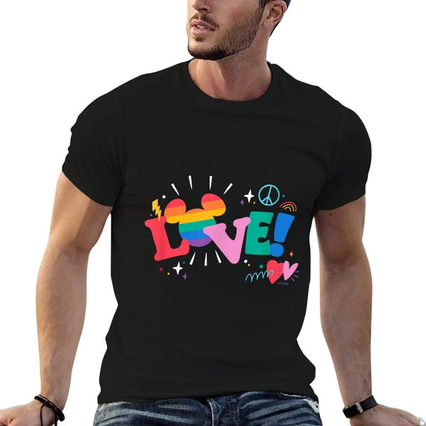 Disney Mickey Mouse Icon Pride Love Rainbow Doodles  Relaxed-fit T-Shirt