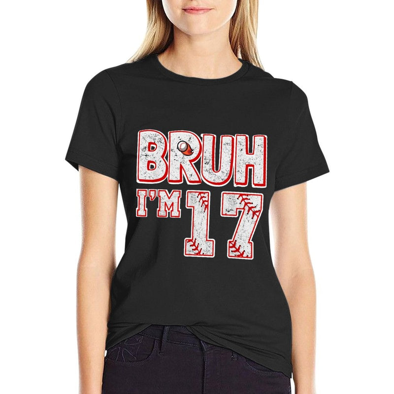 Bruh I'm 17 Years Old Boy Baseball It's My 17th Birthday  Oversized Silhouette T-Shirt
