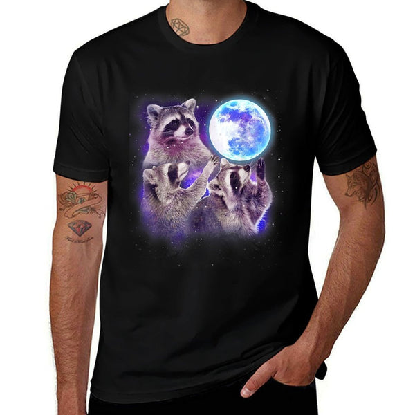 Three Raccoon Moon Funny 3 Wolves Parody Racoon Space Galaxy  Soft T-Shirt