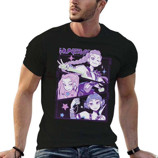 Kpop Demon Hunters Huntrx Cute Vintage Animated Panels Comfortable T-Shirt