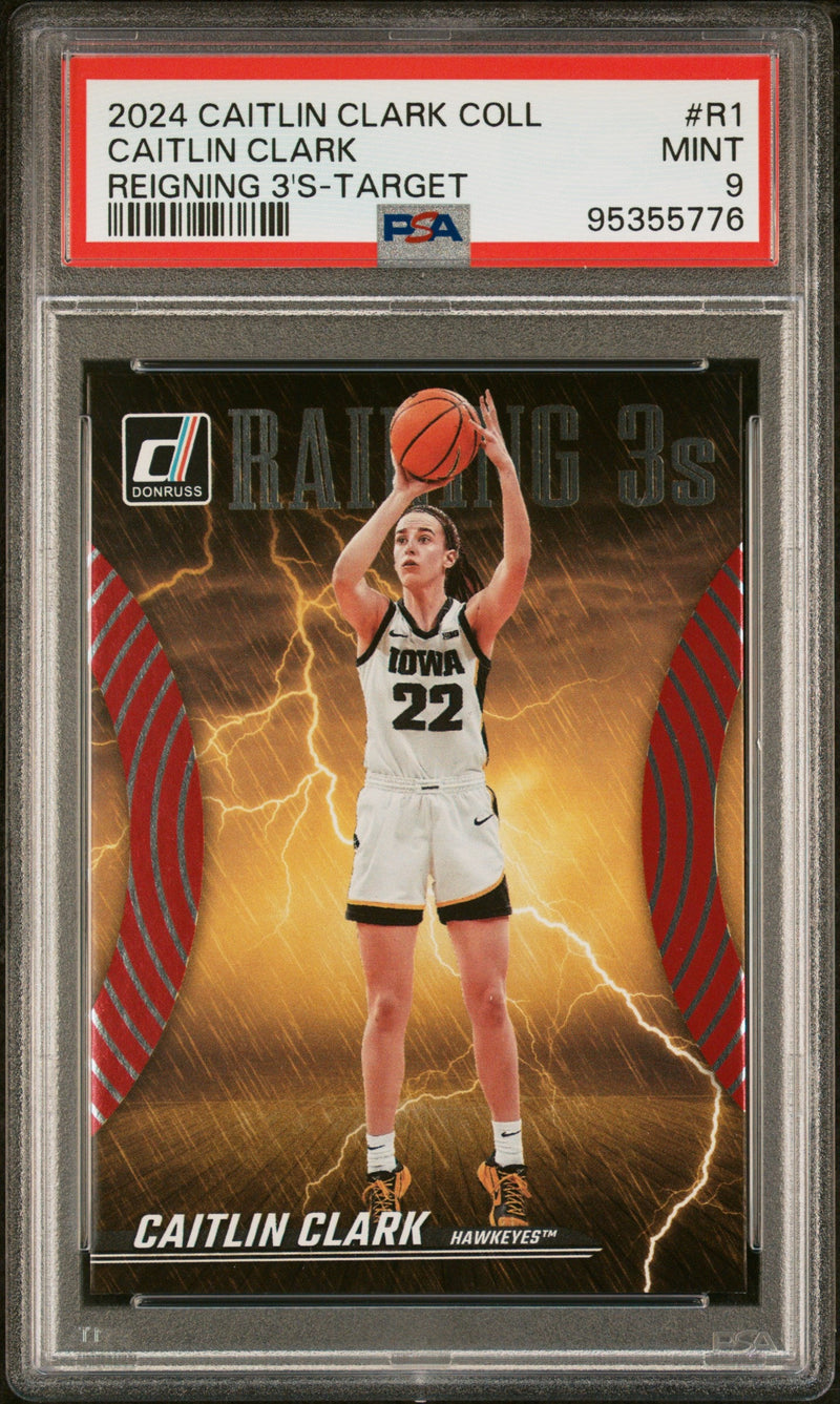 Graded 2024 Panini Caitlin Clark Collection Caitlin Clark #R1 Reigning 3's Target Rookie RC Basketball Card PSA 9 Mint