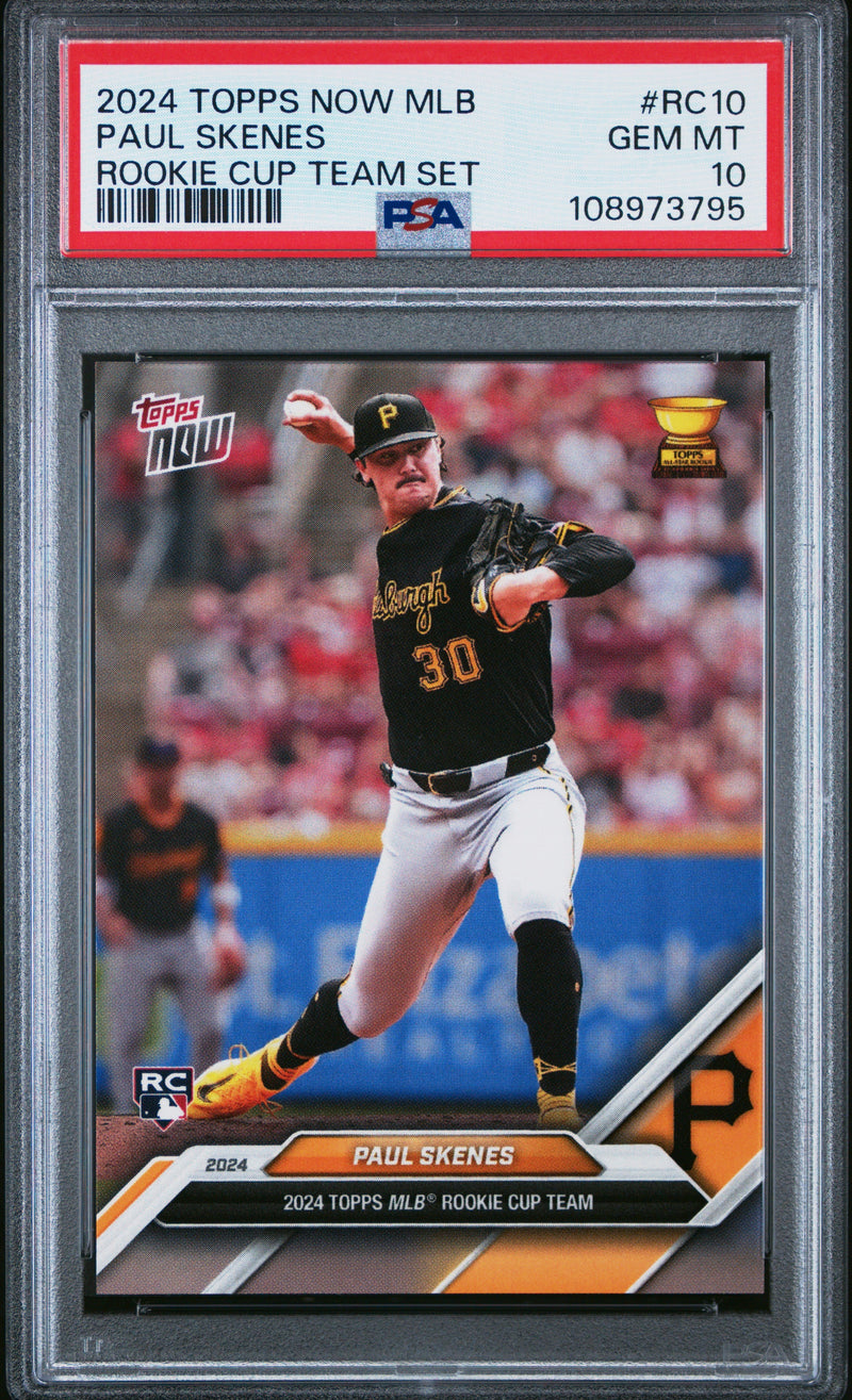 Graded 2024 Topps Now Paul Skenes #RC10 Rookie Cup Team Set Rookie RC Baseball Card PSA 10 Gem Mint