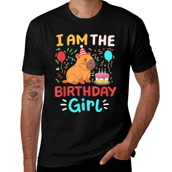 Im The Birthday Girl Cute Capybara Bday Family Matching  Rolled Sleeves T-Shirt
