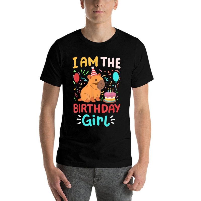 Im The Birthday Girl Cute Capybara Bday Family Matching  Rolled Sleeves T-Shirt