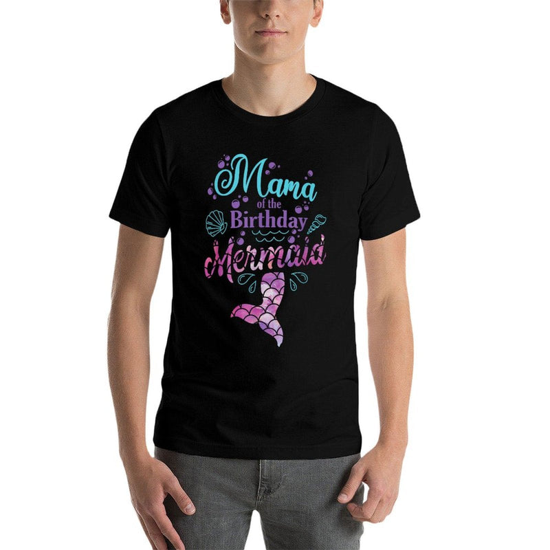 Mama Of The Birthday Mermaid Birthday Party Mermaid Mother  Cotton T-Shirt