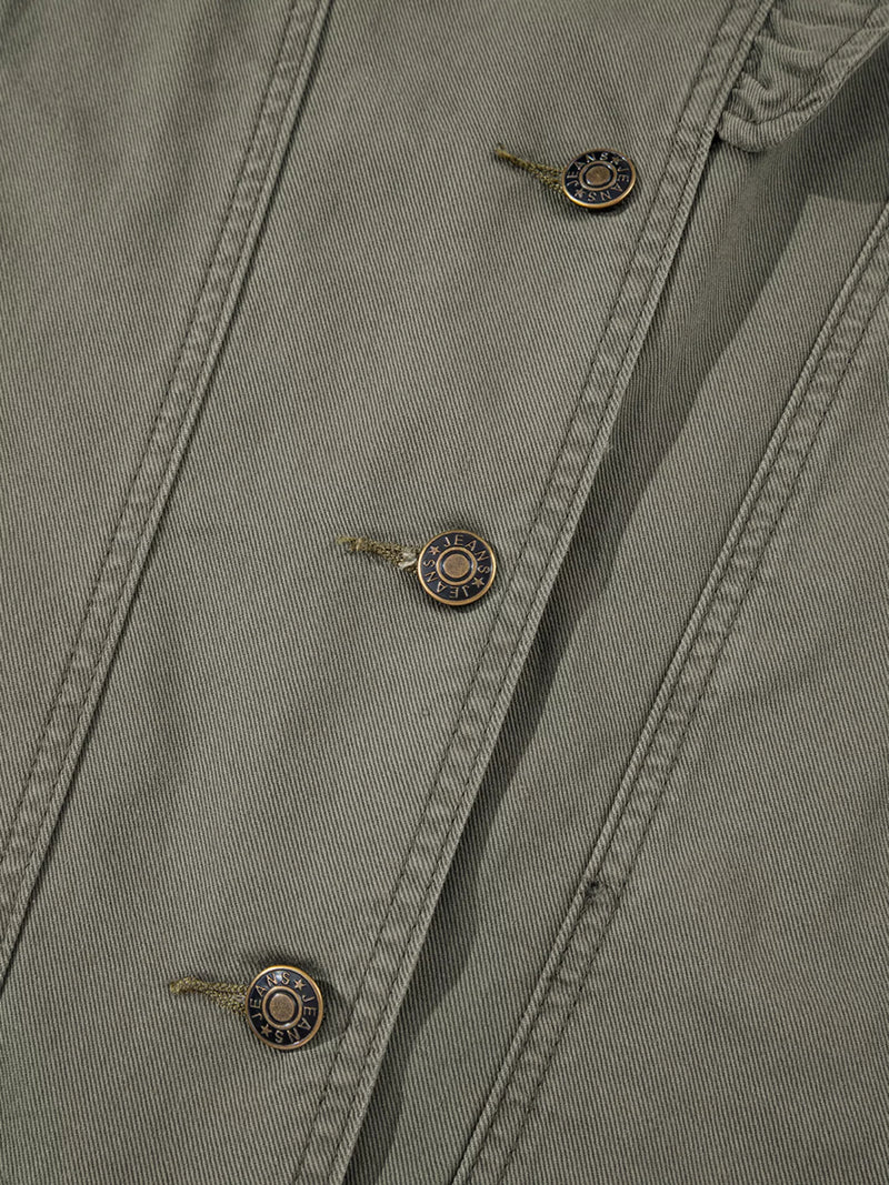 Ruffled Patchwork Denim Jacket Vest