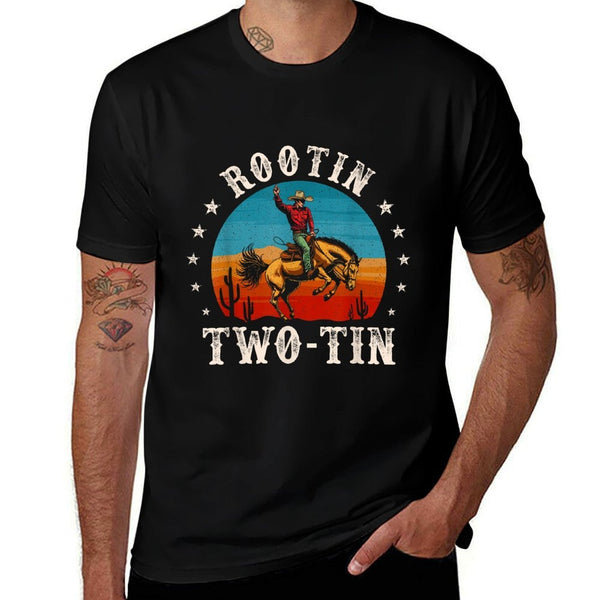 Rootin Two-tin Cowboy 2nd Birthday 2 Year Old Boy Rodeo Bday  Cotton T-Shirt
