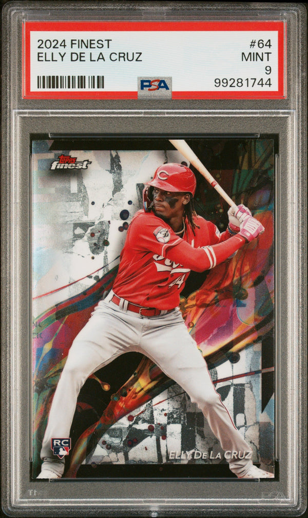 Graded 2024 Topps Finest Elly De La Cruz #64 Rookie RC Baseball Card PSA 9 Mint