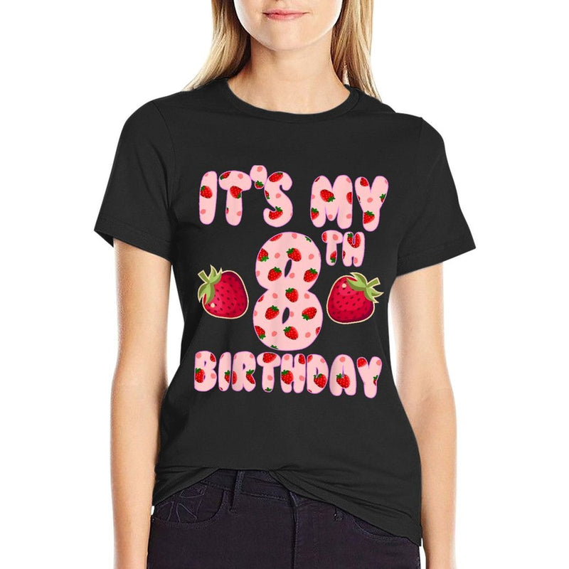 Kids 8 Year Old Strawberry Birthday Girl Sweet Fruit 8th  Versatile T-Shirt