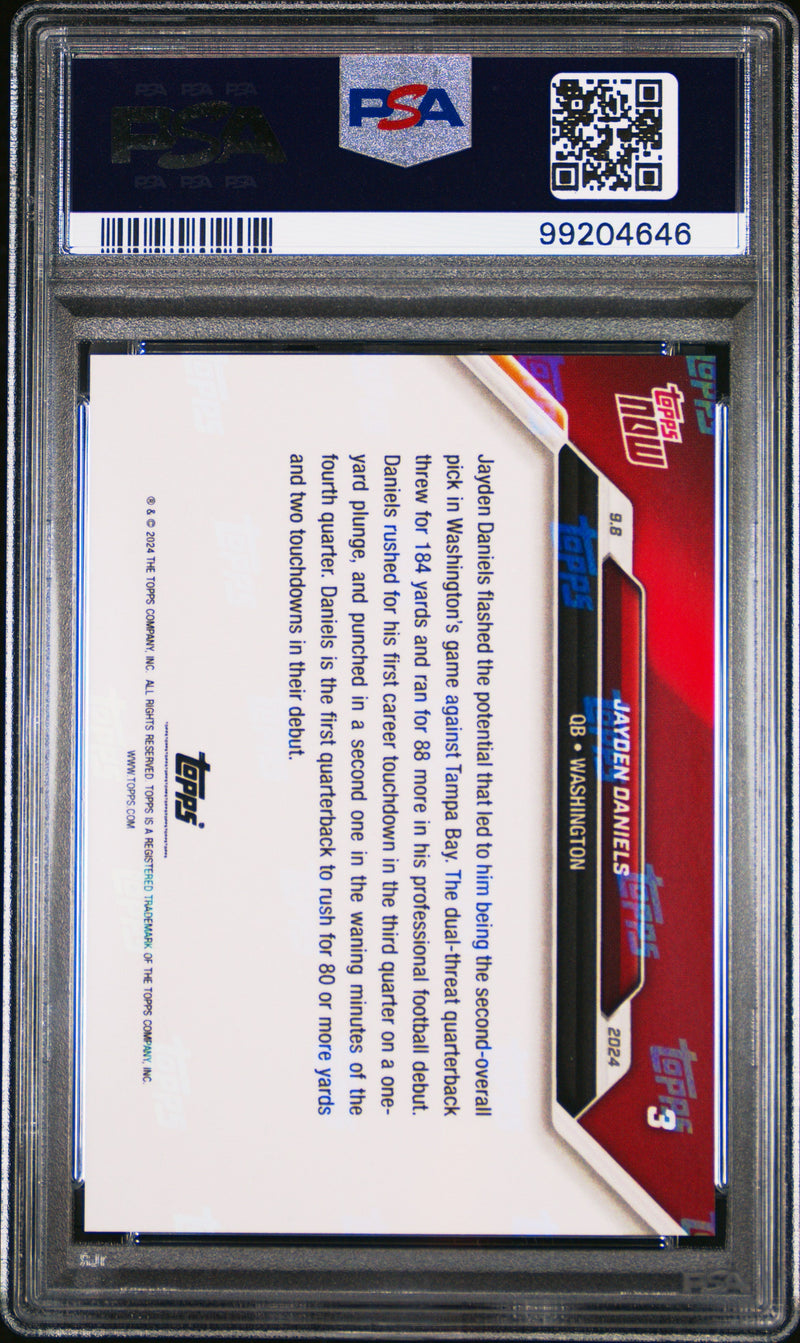 Graded 2024 Topps Now Jayden Daniels #3 Rookie RC Football Card PSA 10 Gem Mint