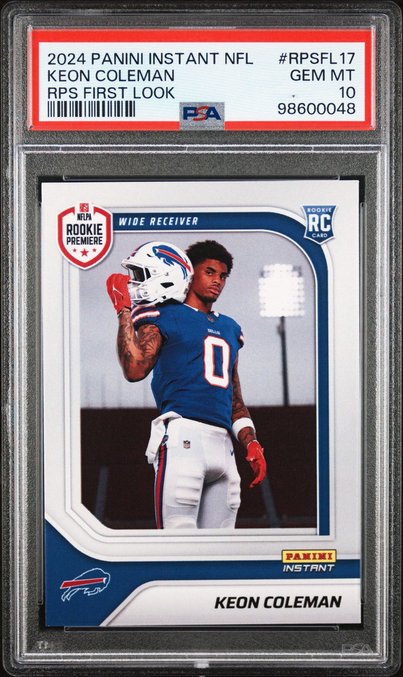 Graded 2024 Panini Instant NFL Keon Coleman #RPSFL17 RPS First Look Rookie RC Football Card PSA 10 Gem Mint