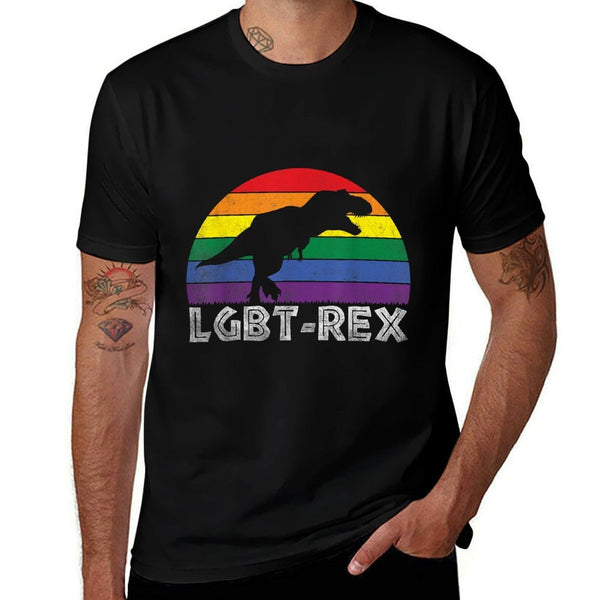 LGBT-Rex Gay Pride Dinosaur Vintage Sunset  Oversized Silhouette T-Shirt