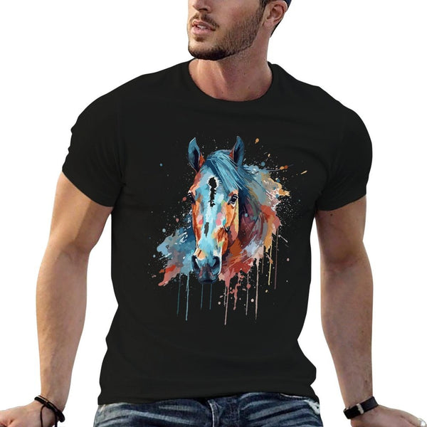 Horse Head Watercolor Equestrian  Oversized Silhouette T-Shirt