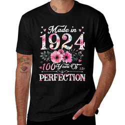 100 Year Old Made In 1924 Floral 100th Birthday Gifts Women  Quick-drying T-Shirt