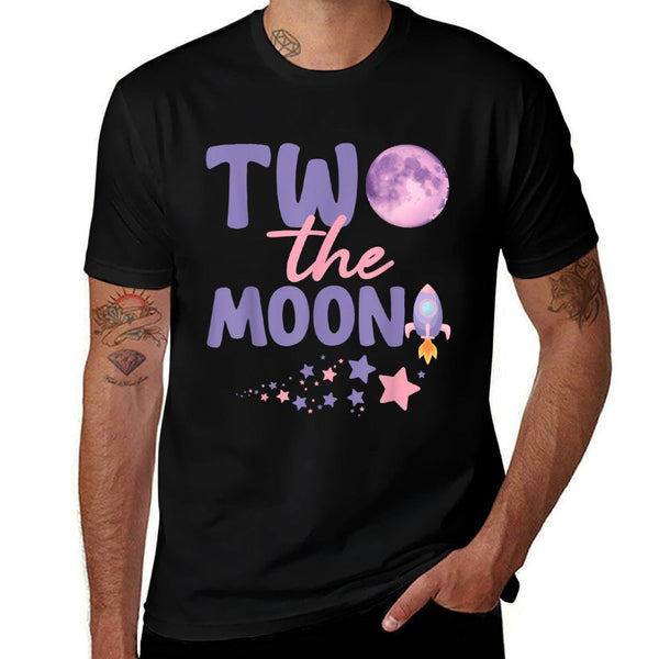 Groovy Two The Moon Birthday Girl 2 Year Old 2nd Birthday  Rolled Sleeves T-Shirt