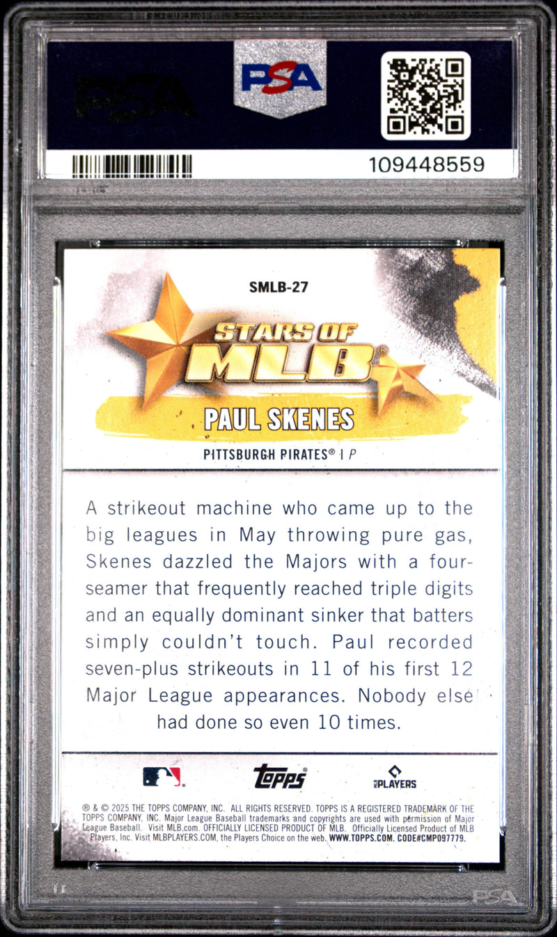 Graded 2025 Topps Paul Skenes #SMLB27 Stars of MLB Baseball Card PSA 10 Gem Mint